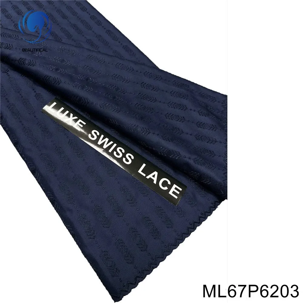 

Африканская ткань 2025 года, темно-синяя мужская одежда, швейцарская рубашка, атлас, мягкая переплетенная одежда из чистого хлопка, свадебное шитье ML67P62