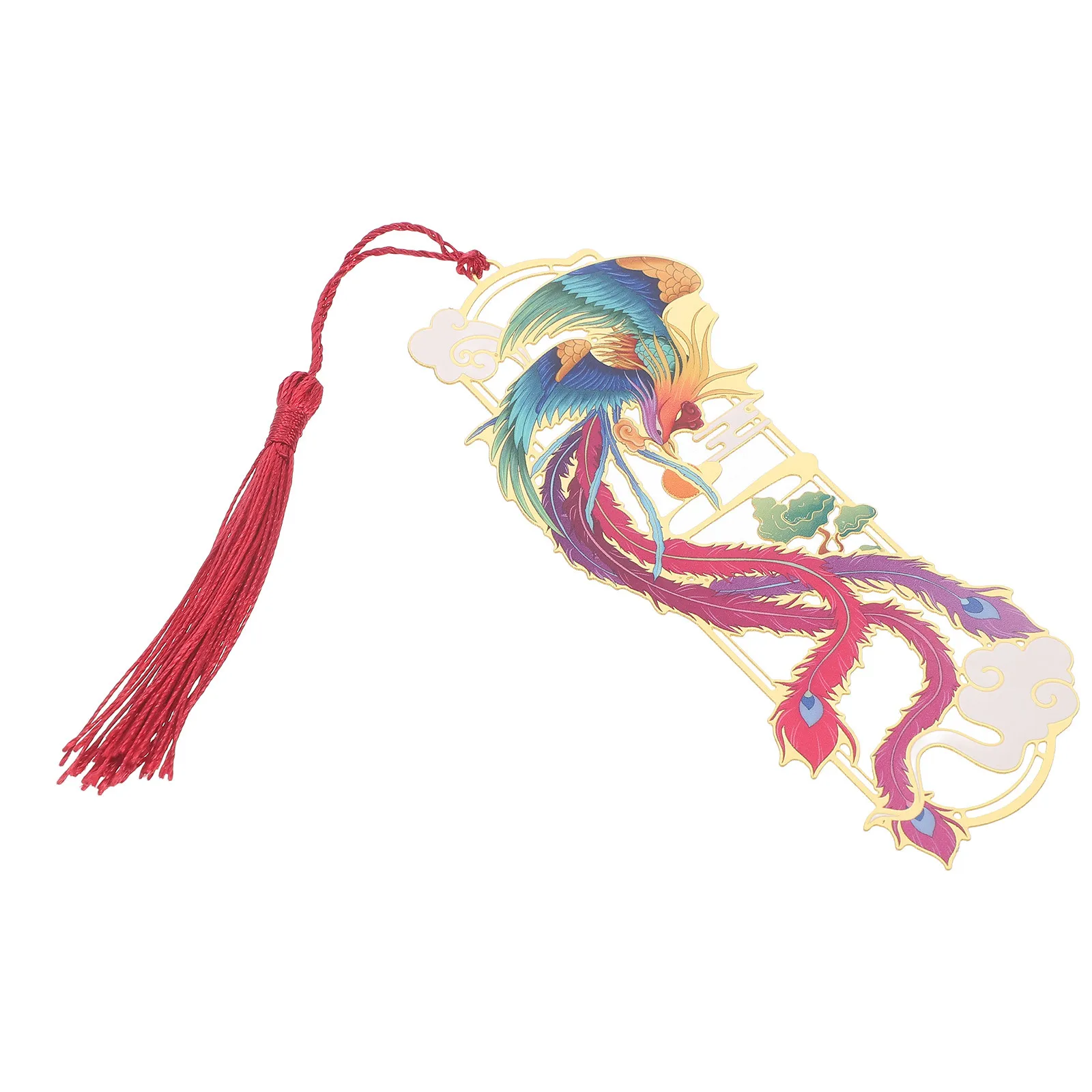 

Dragon Phoenix Metal Bookmark Copper Chinese Style Decorative Hollow Page Marker Creative Book Marks for Reading Men