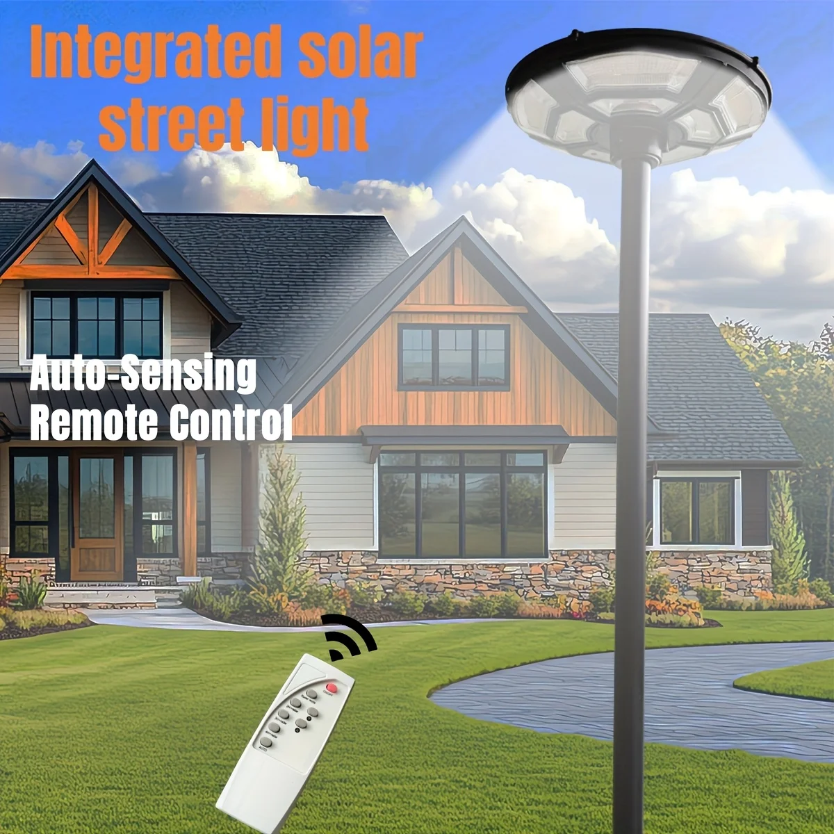 Solar Street Lamp Round UFO Lamp, Human Body Induction Integrated Street Lamp, Solar Garden Lamp, 8400mAh Battery.