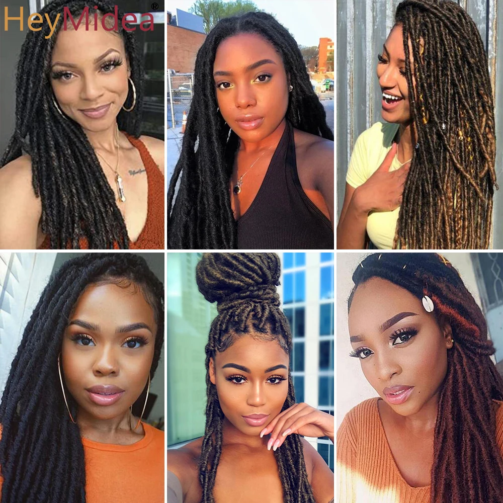 Synthetic Faux Locs Straight Gypsy Locs Kanekalon Fiber Dreadlocks Crochet Hair Pre-Looped Goddess Ombre Braid Extensions 18inch