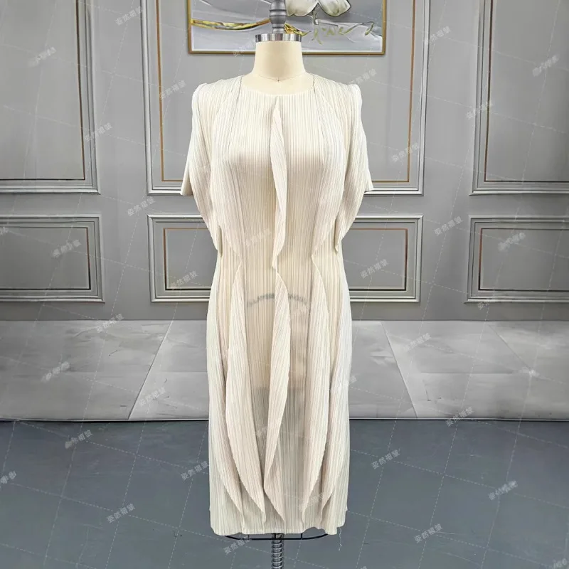 Summer 2025 New Plus Size Women's Miyake Pleated Dresses Casual Long Middle East Africa Prom Formal Dresses Wrinkle-Free