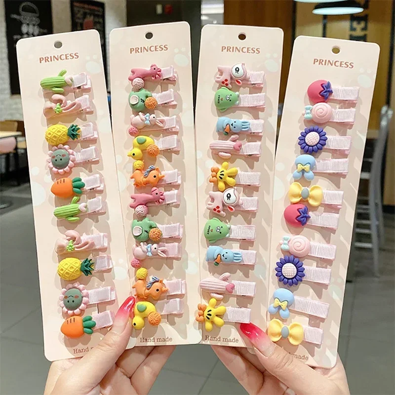 Korean Children's Hair Accessories Baby Clips Little Girls No Harm To Duckbill Bangs Cute Wrapping Cloth Cartoon Rabbit Fruit