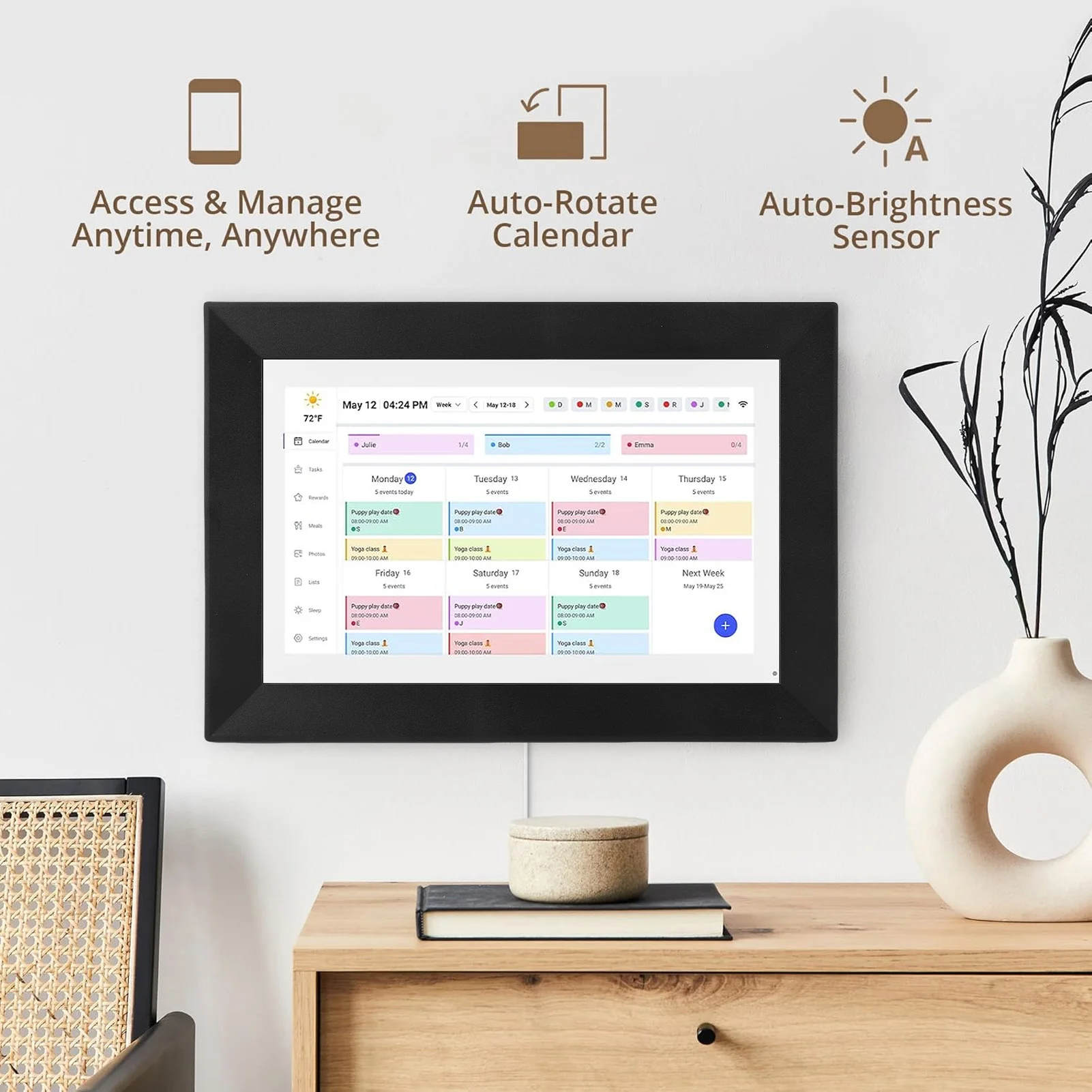 10.1'' WiFi Smart Digital Calendar Touchscreen Interactive Display 2 Way Sync Desktop/Wall Mounted  Chore Chart Family Schedule