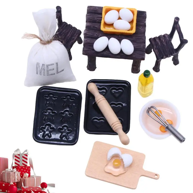 Mini Ature Food Toys Cute Funny Mixed Doll House Food Tiny Chair Rolling Miniature Food Toys Resin Dollhouse Rolling Pin Olive