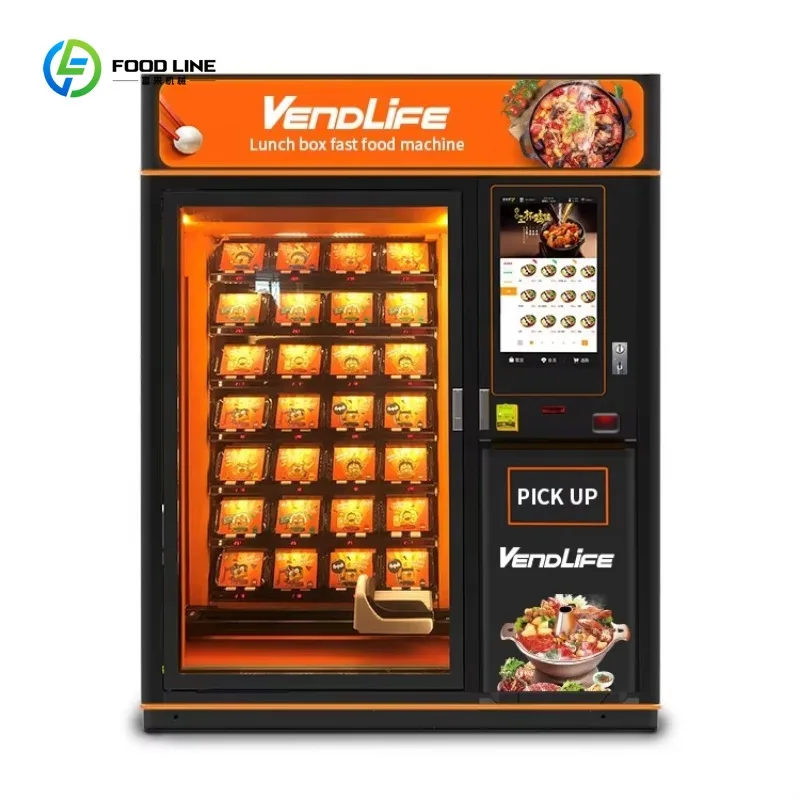 الغذاء الساخن الوجبات الخفيفة الساخنة آلة بيع الطعام آلات بيع صندوق الغداء مع نظام الرفع