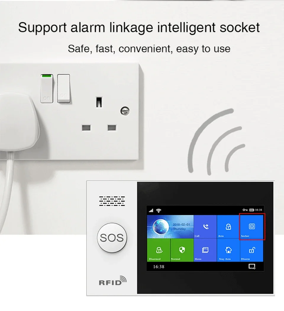 PGST PG107 Tuya Alarm System 4.3 inch Screen WIFI GSM GPRS Burglar Home Security With PIR Motion Sensor Fire Smoke Detector