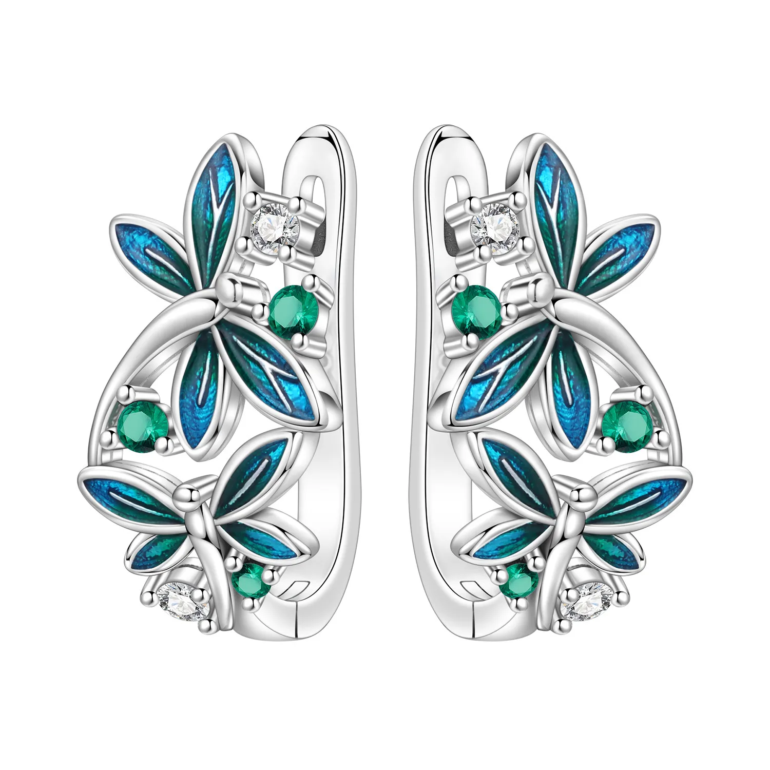 

PANPOKI S925 Sterling Silver Dragonfly Insect Earrings Hoop Earrings For Women Jewelry Original Party Trendy Gifts