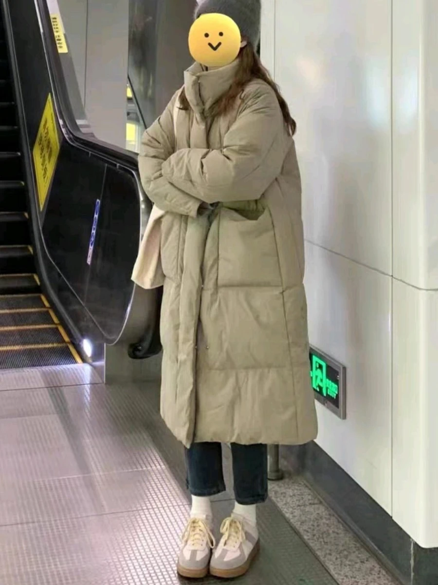 2023 Oversize Long Parkas Women Winter Puffer Jacket Down Cotton Coat Long Sleeve Thick Warm Quilted Outerwear Parka Mujer