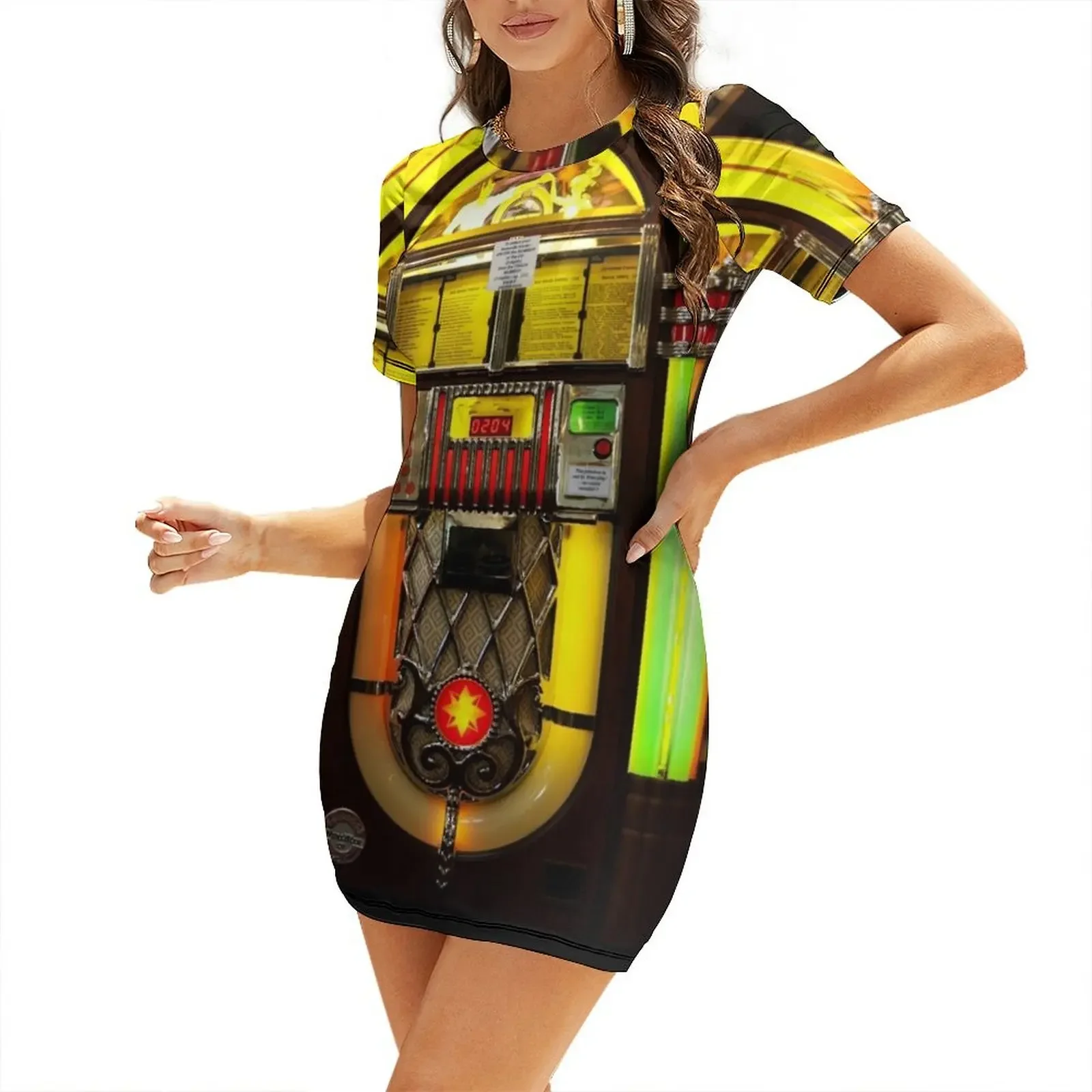 

Rock and Roll Vintage Jukebox Short-Sleeved Dress elegant dresses for women Dress