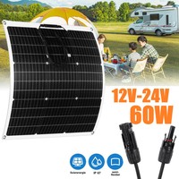 PowMr 18V 60W Flexible Solar Panel Portable Solar Charging Panel Waterproof Mobile Phone Car Travel Camping Output Solar Cells