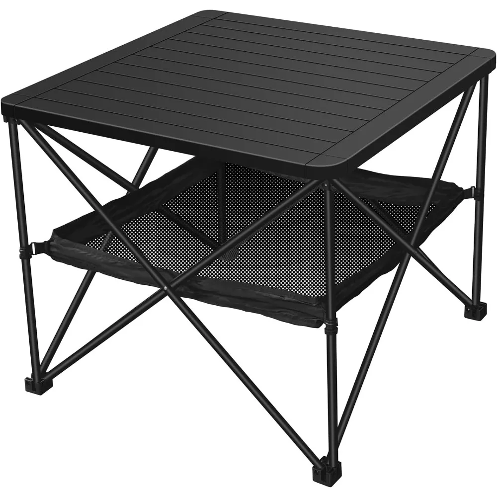 

Camping Foldable Square Table with Storage Carry Bag, Small Folding Picnic Table, Portable Beach Table, Lightweight Outdoor Sid