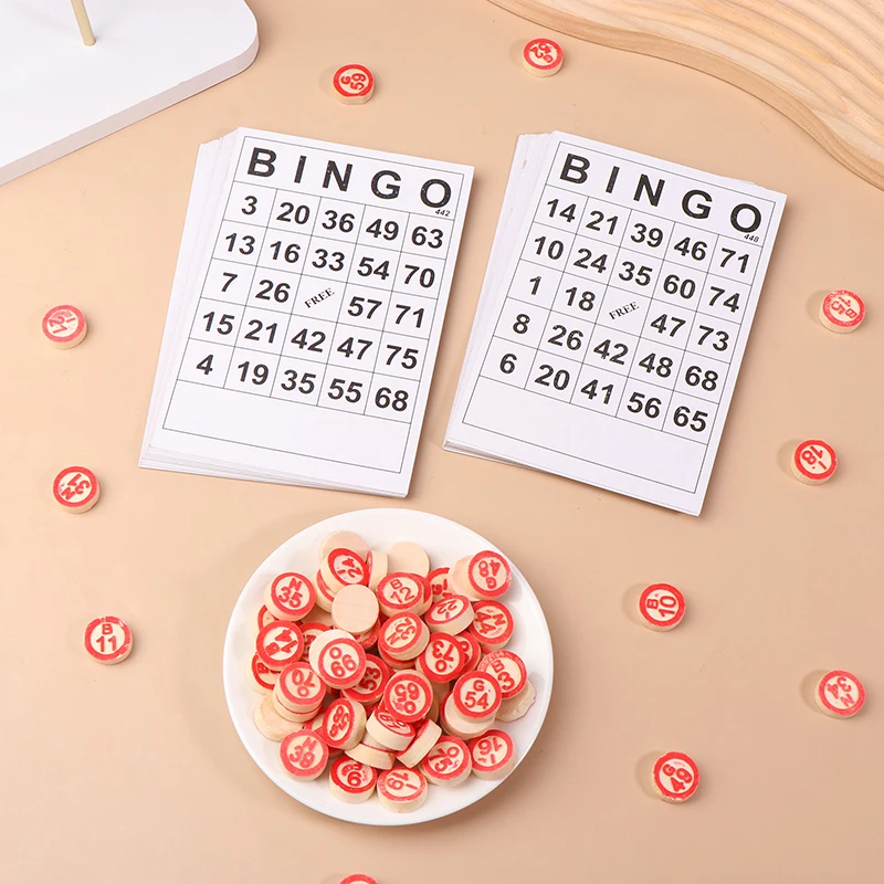 40 buah kartu Bingo mudah dibaca 75 angka kartu chip papan permainan permainan aktivitas pintar mainan Bingo pendidikan untuk anak-anak