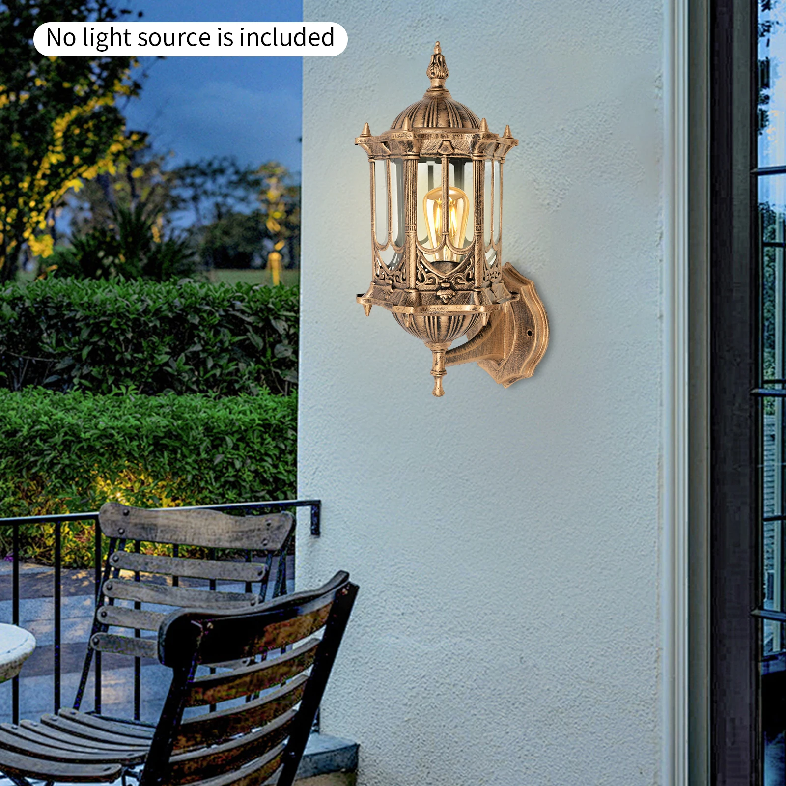 Outdoor Lantern Sconce Porch Light Antique Garden Glass Wall Lamp IP44 Waterproof