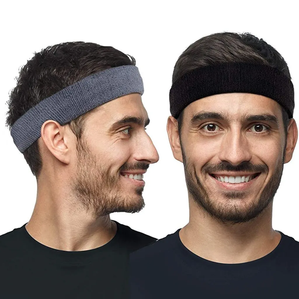 WOSWEIR Cotton Athletic Headband Elastic Sweatbands Basketball Sports Women Men Gym Fitness Sweat Hair Band Volleyball Tennis