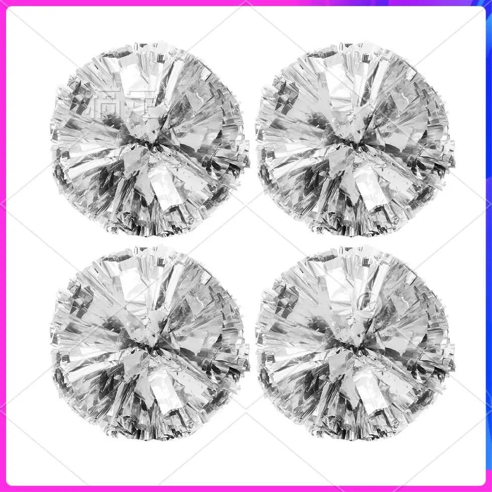 

AUU-Metallic Foil Cheerleader Pom Poms Cheerleader Pom Poms 10 PCS For Sports Team Spirit Cheering Kids Adults