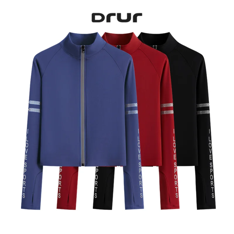 DRUR Women Lightweight Running Jacket For Sun Protection Full Zip Long Sleeve Athletic Shirts Hiking Outdoor Sports Top Fall New