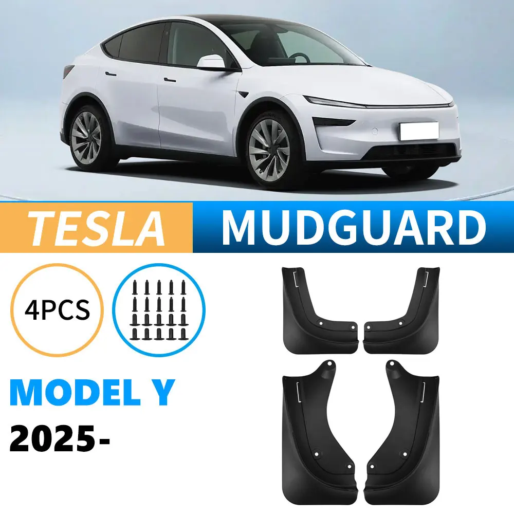 

Car Wheel Mud Flaps For Tesla Model Y 2025 Launch Front and Rear Dedicated PP Mudguard Protector Car Accessories