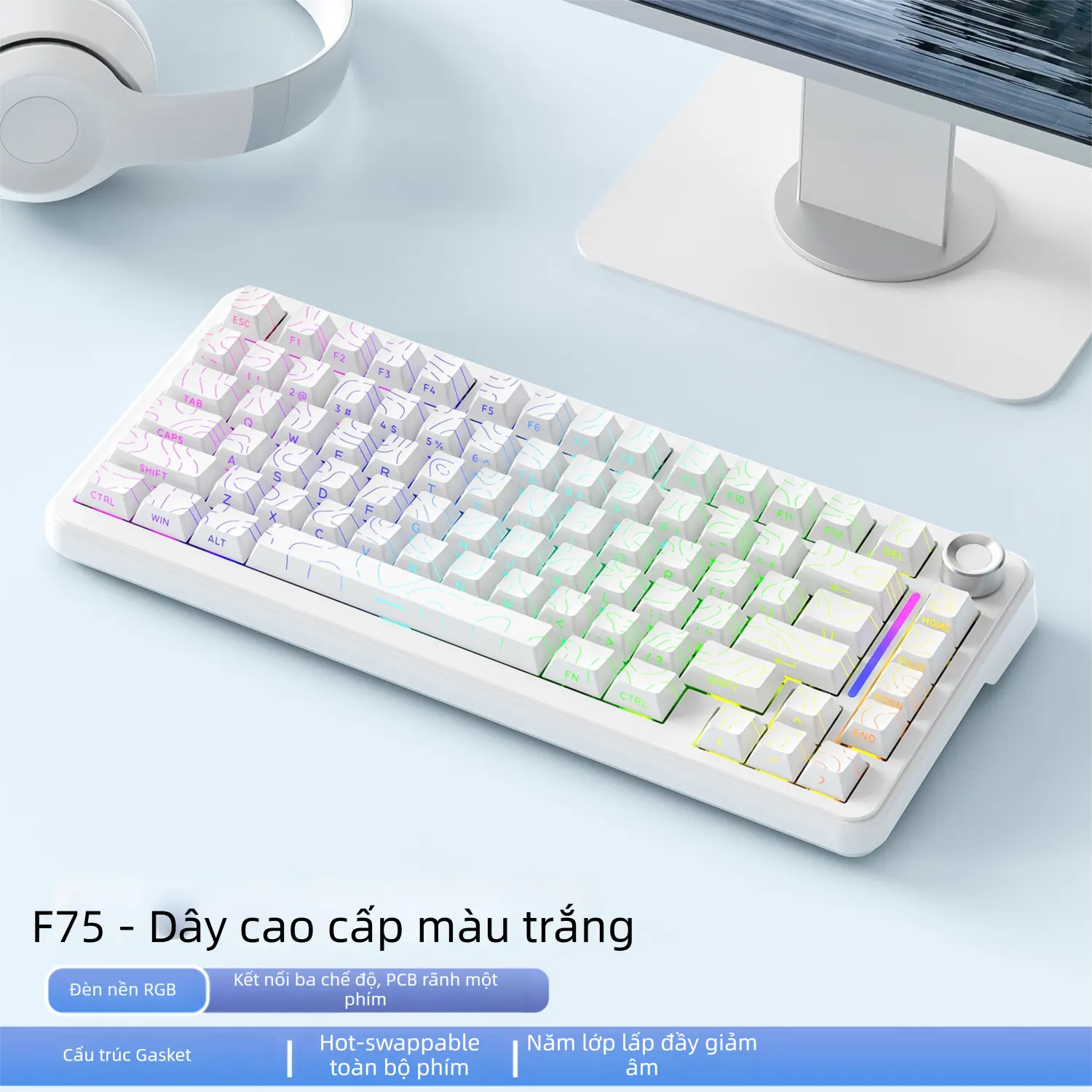 Bàn Phím Cơ Chuyên Nghiệp Đua Trò Chơi Có Đèn Led RGB Và Có Thể Thay Đổi Switch