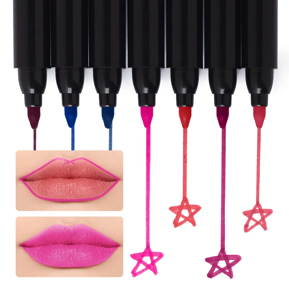 Private Label Liquid Lipliner Custom Logo Pigment Long Lasting Non Fading Lip Stain Marker Makeup Wholesale Black Package