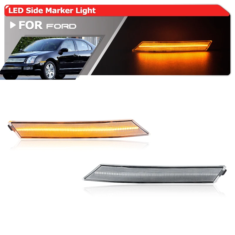 

For Ford Fusion 2006-2009 Mercury Milan 2006-2009 Front Bumper Amber LED Fender Side Marker Lights Turn Signal Lamp 6E5Z-13200-C