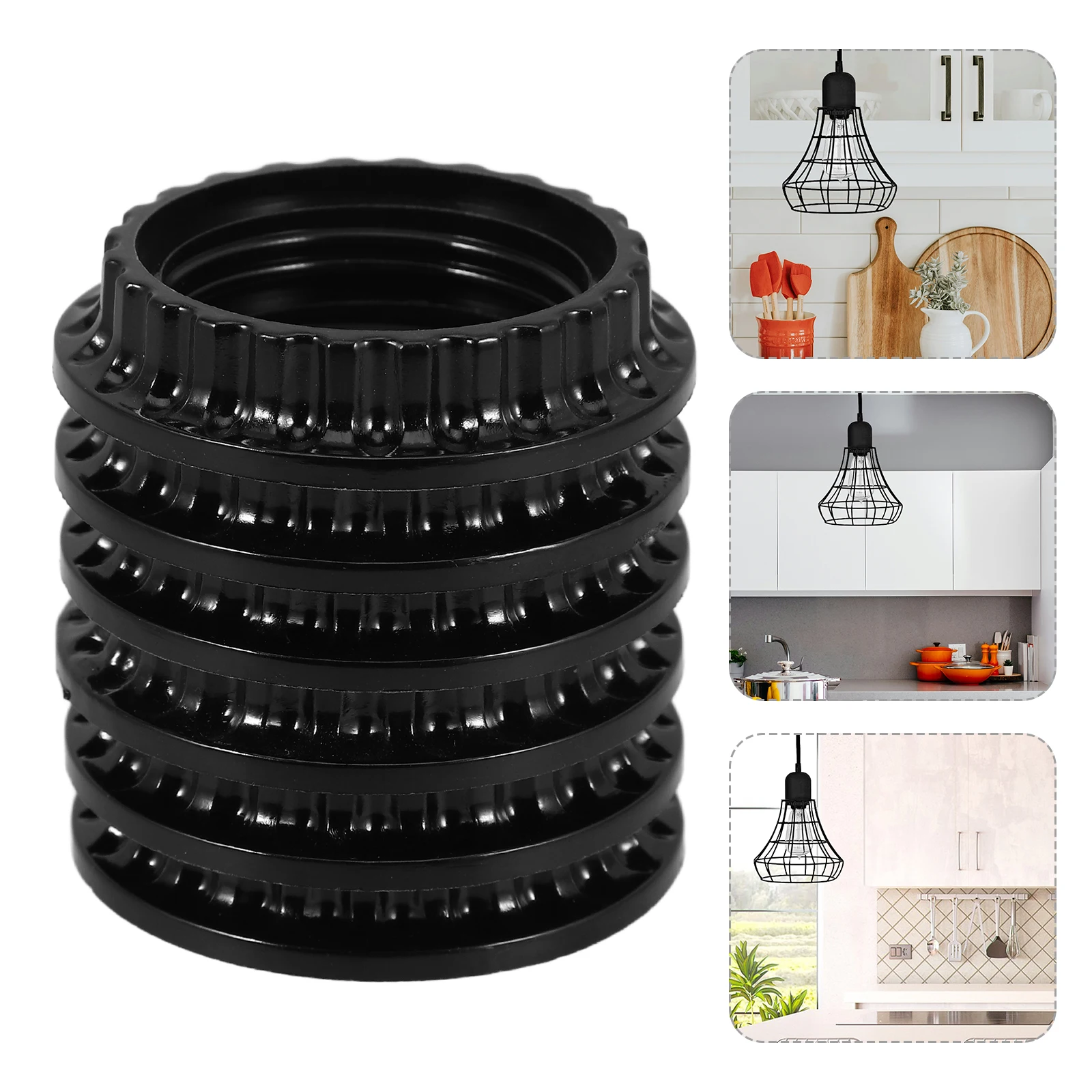 

6pcs E26 Light Socket Lamp Shade Collar Socket Shade Decorative Lamp Holder For Us Standard Fixtures Retaining Ring Light Collar