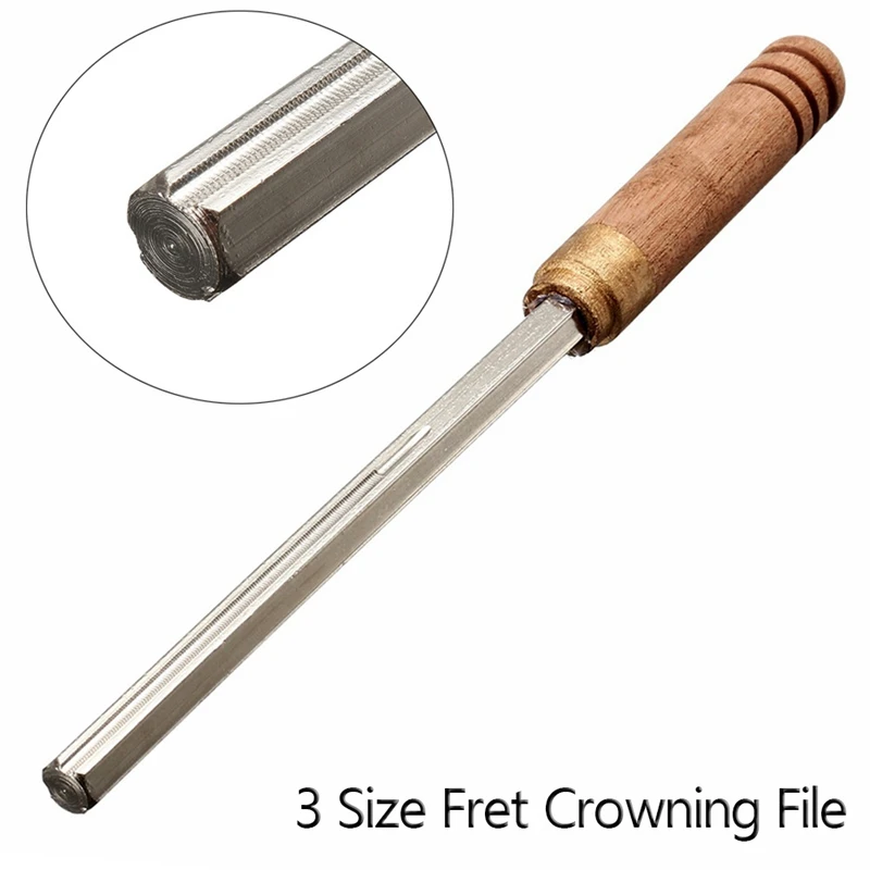 Guitar Fret File 3 In 1 Guitar Fret Crowning File Musical Instruments Frets Repair And Polishing Tools,Wooden Handle