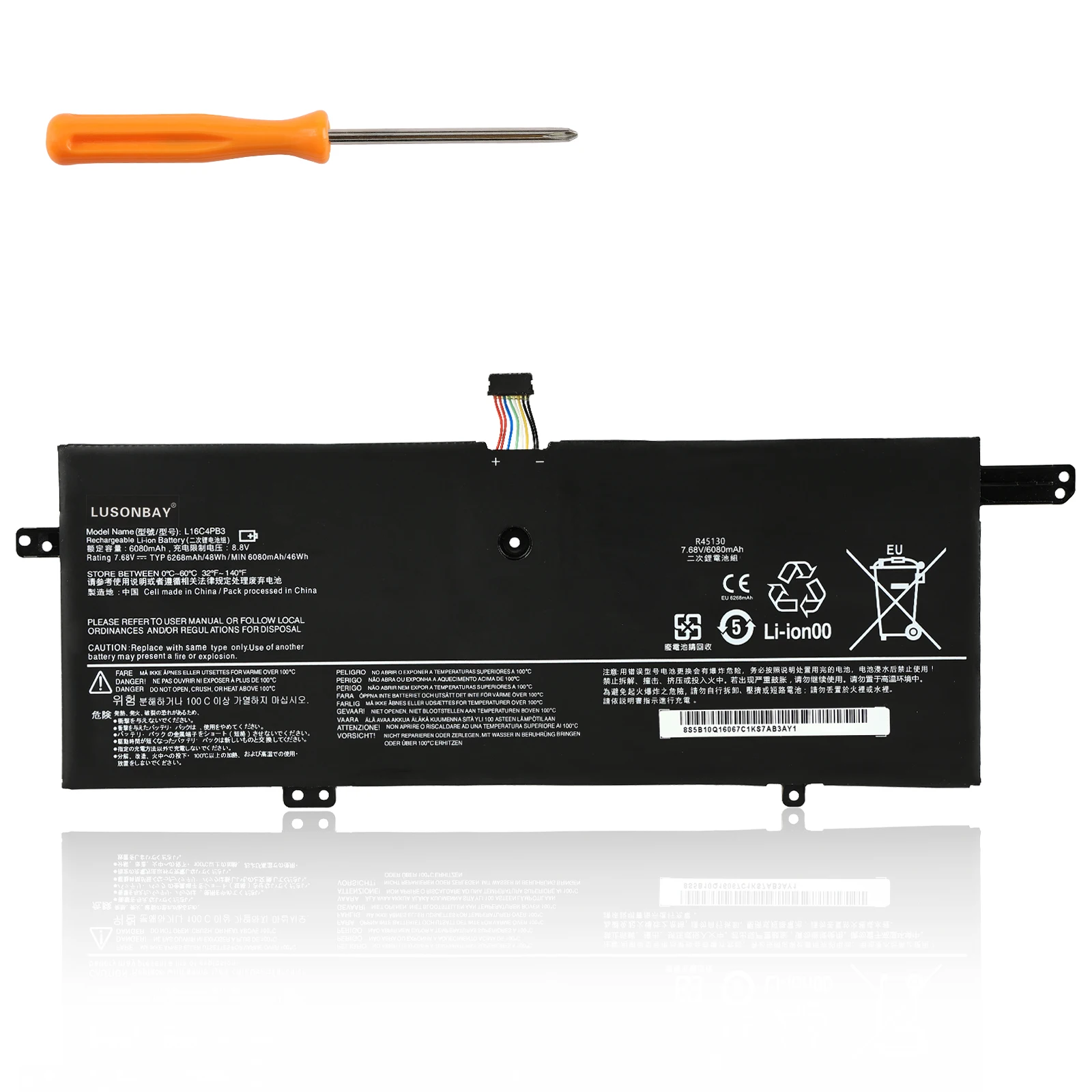 

LUSONBAY L16L4PB3 L16C4PB3 Laptop Battery For Lenovo IdeaPad 720S-13ARR 720S-13IKB Series L16M4PB3 7.68V 268mAh Free Tools