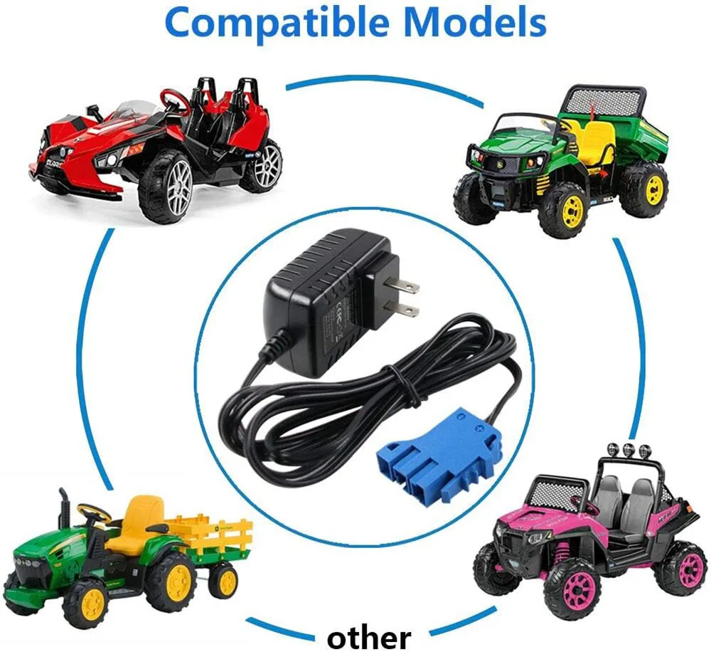 12 Volt 1Amp Battery Charger For Peg Perego 12V Battery John Deere Ground Force Tractor XUV Polaris RZR 900 Powered Ride On Car