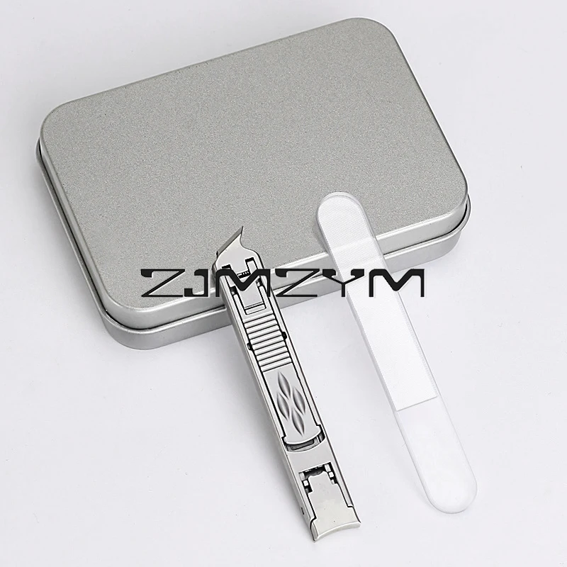 Cortaúñas portátil de acero inoxidable, tijeras de uñas plegables finas de doble punta, herramientas de manicura