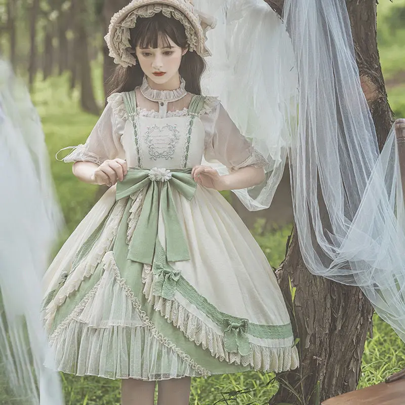 [Raw as Summer Flower]Summer New Jsk Sling Dress Daily Lovely Lolita Skirt Goth Dresses Women Lolita Gothic