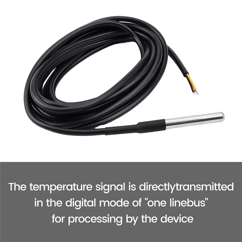 DS18B20 Temperatursensor 5 Stück 5 m Edelstahl wasserdichtes Kabelpaket Digitaler Thermostat Temperaturfühler