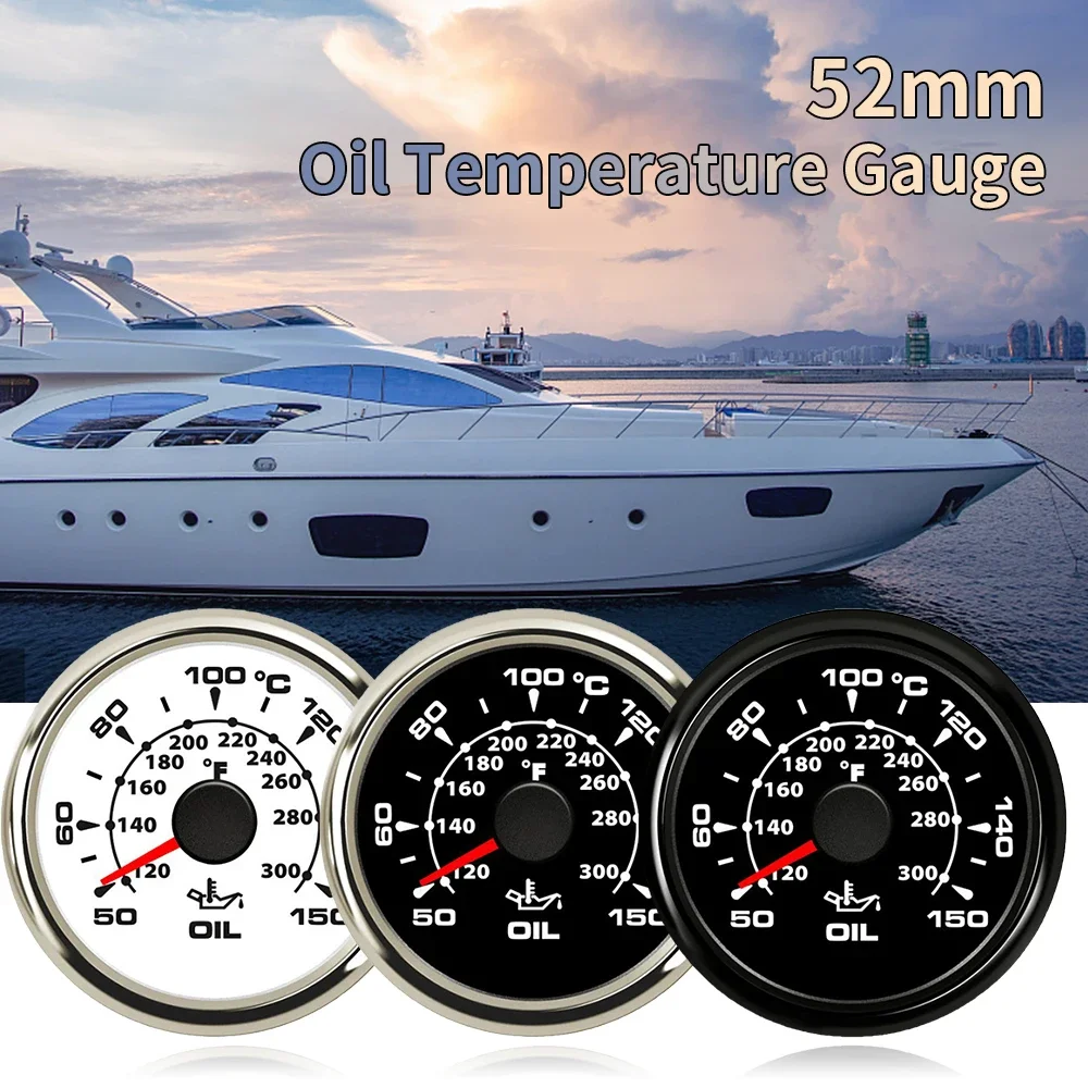 

52mm Waterproof 50-150℃ Oil Temperature Gauge Fuel Temp. Meter with 8 Colors Backlight for Car Boat Yacht 9-32V