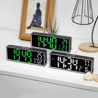 Simple Rechargeable Digital Clock TEMP Date Week 12/24H LED Mirror Clock 2 Night Mode Anti-disturb Alarm Clock