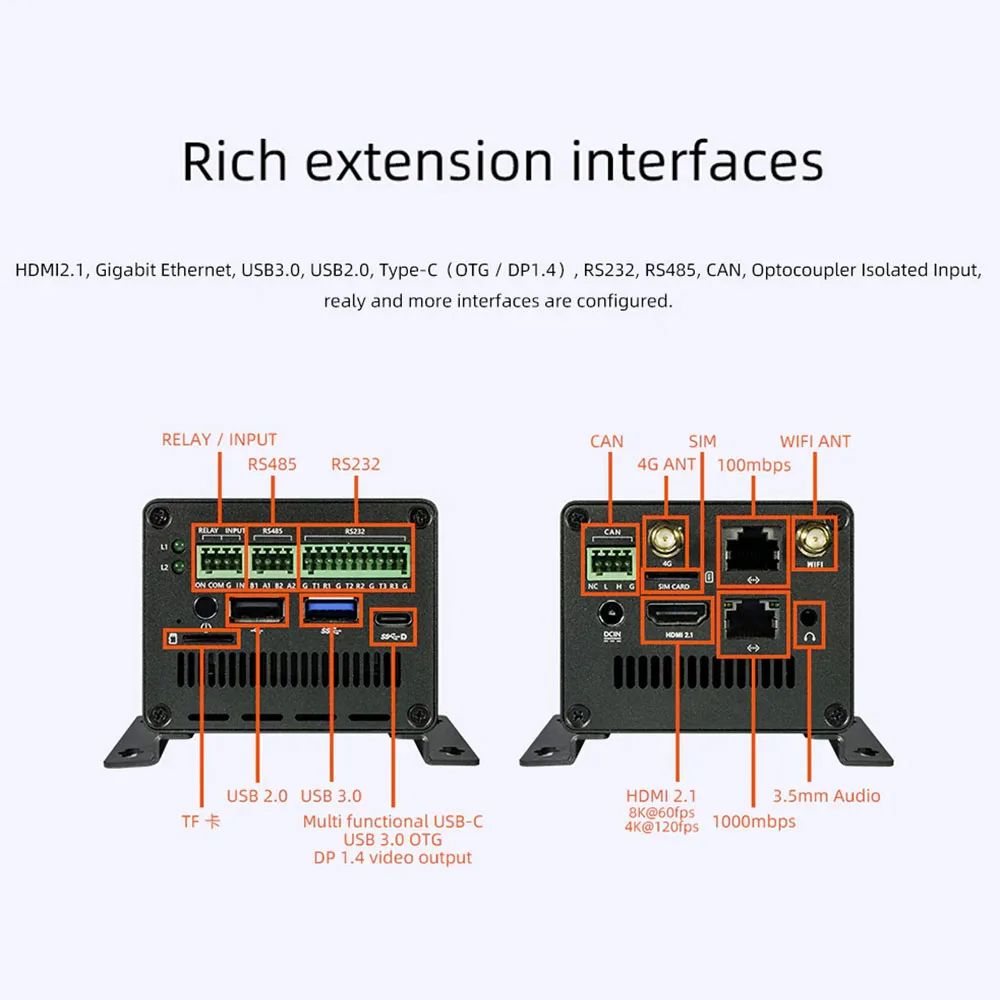 EC-R3576PC Low-power Large-model Computer Industrial Mainframe 2.2 GHz Npu 6Tops 4K 1000Mbps Ethernet  Dual-Band WiFi  Bluetooth