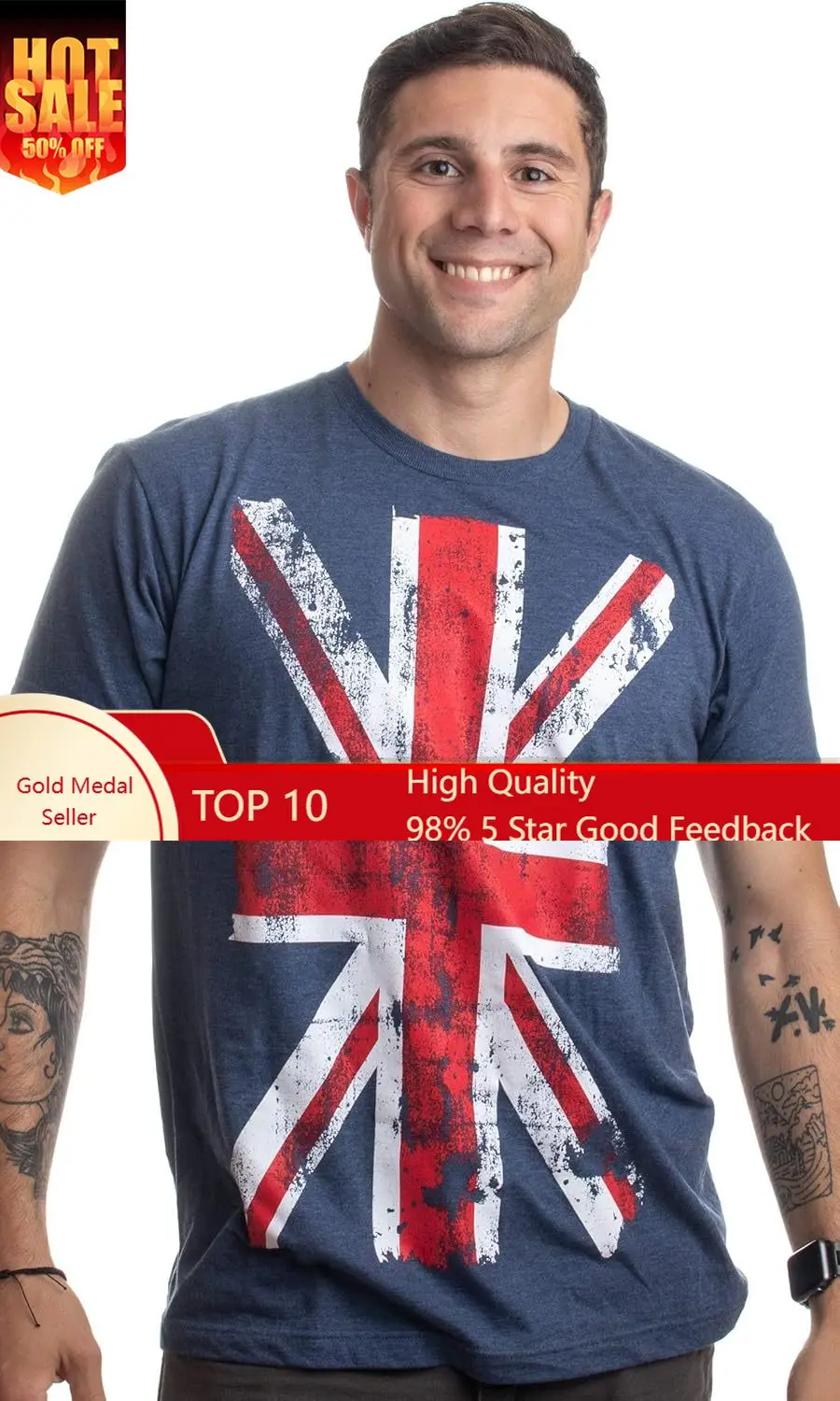 

Union Jack Flag | UK United Kingdom Great Britain British for Men Women T-Shirt