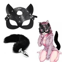 40CM Long Fox Tail Anal Plug BDSM Sex Bondage Adult Sex Toys for Women Sex Handcuffs Whip Mask Adult Games