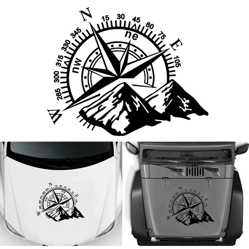 Auto Hood Body Sticker Mountain Compass- Large Vinyl Car Bonnet Side Stickers Van Decal Camper Caravan Cover And Door Stickers