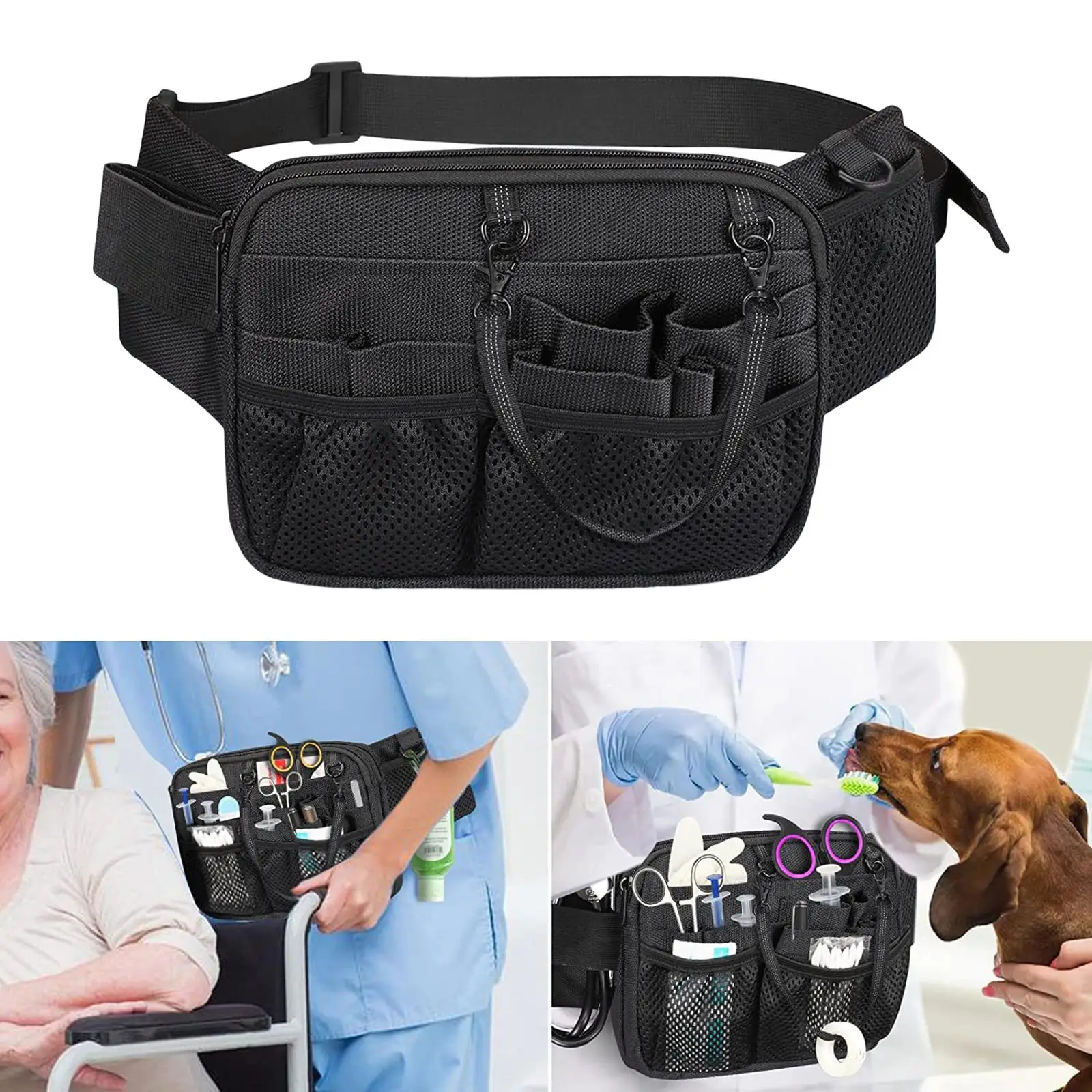 Nurse Fanny Pack Stethoscope Holder Bandage Scissors Multi Compartment Nurse Tool Stethoscopes Clinical Tools Waist Bag Vet