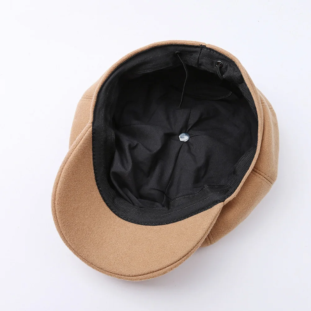 

Retro Plaid Octagonal Hat for Women Women's Hats & Caps Beret French Khaki Warm