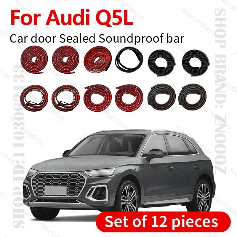 Car Door Seal Strip Rubber Double Layer Sealing Protector Soundproof Strip Dustproof Seal Strip 12PCS Set For 2018-2021 Audi Q5L