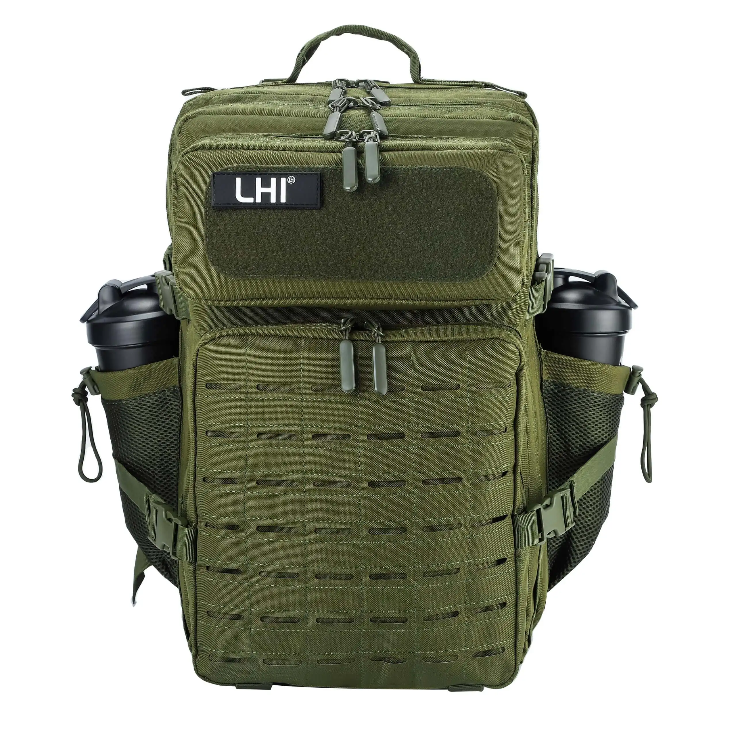 LHI 45L Military Tactical Backpack Army Camouflage Assault Pack Waterproof Outdoor Survival Bug Out Bag With Bottle Holder