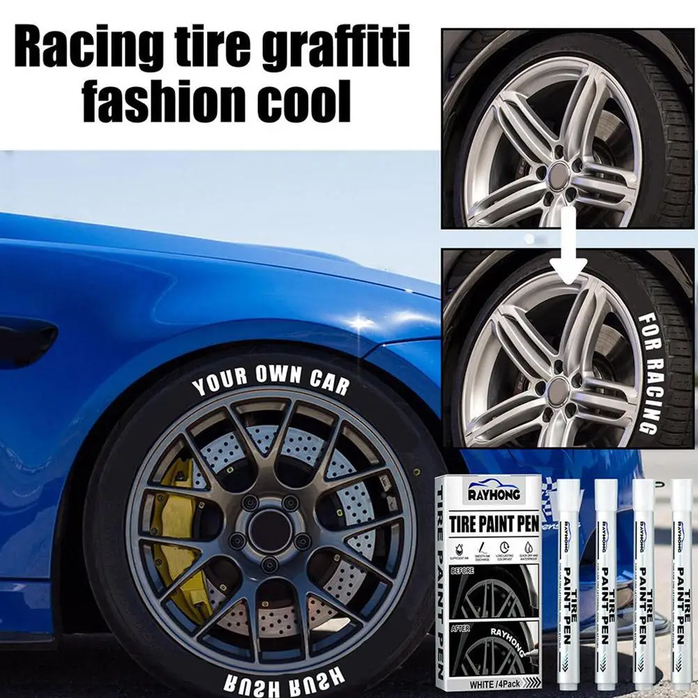 4 Tire Paint Marker Waterproof White Marker Paint Cleaner Pen Car Modification Graffiti Tire Supplies Tire Decorative Lette E7R4