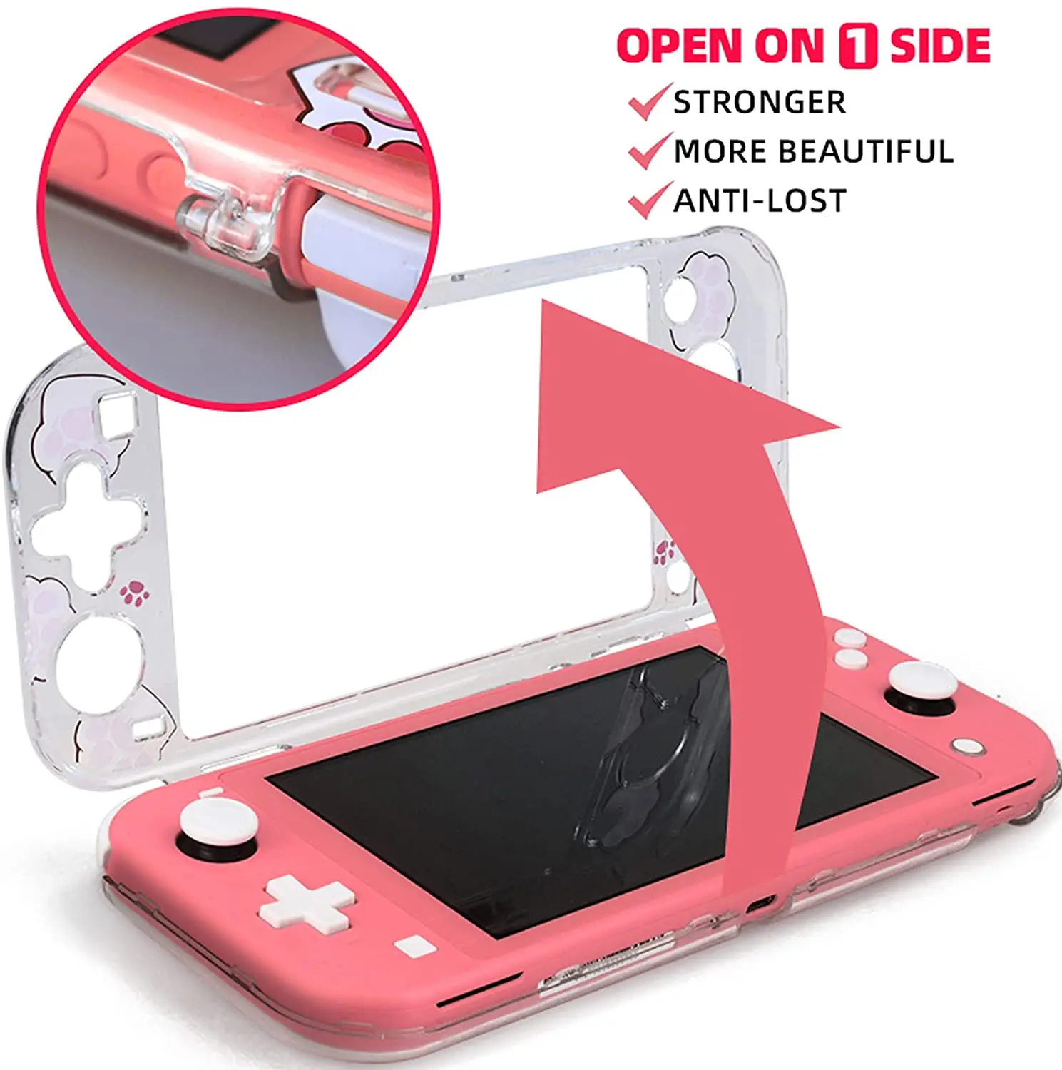 Hard PC Clear Anti-Shock Split Cover Cat-Pad Pattern Joycon Protective Case For Nintendo Switch Lite Console Shell Accessories