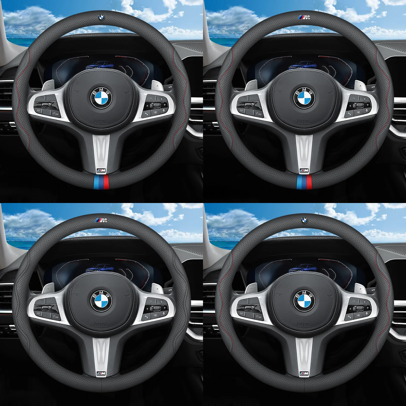 Car Steering Wheel Cover For BMW M Performance 1 3 4 5 6 7 Series E46 E90 E60 F10 F30 E39 E36 F20 E87 G30 E92 E91 X5 G01 G20 G21