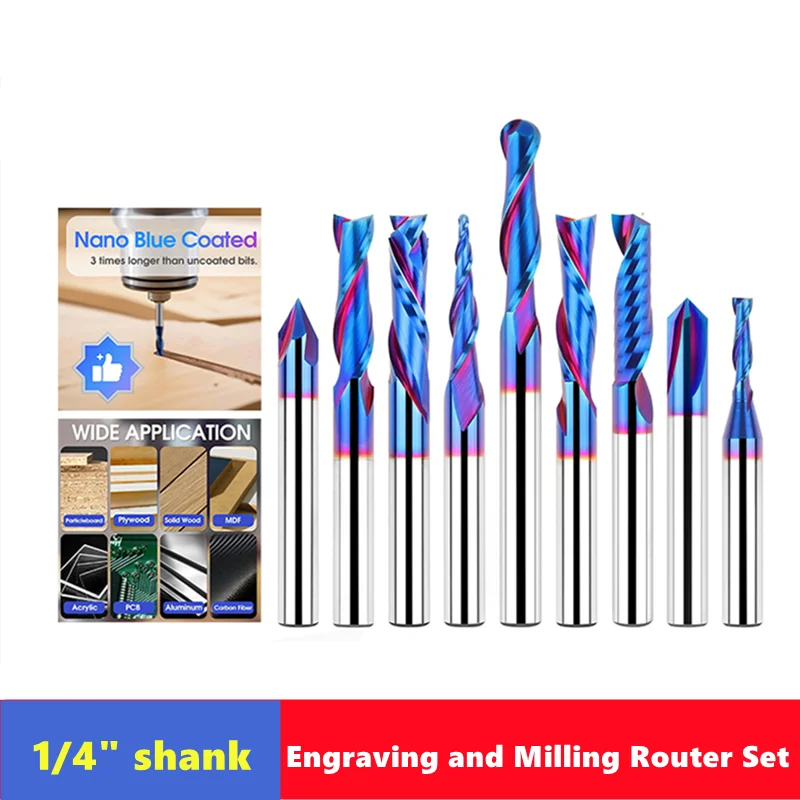 Mehrzweck-Gravier- und Fräswerkzeugset mit 1/4 Zoll (6,35 mm) Schaft zum Feinschnitzen, Schnitzen, Schlitzen, Schneiden und Stemmen
