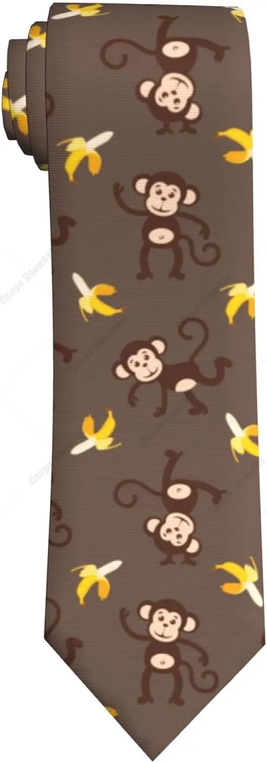 Monkey Banana Men'S Novelty Tie Necktie Neckties for Mens Wedding Party Work Casual Holiday Party Gifts One Size