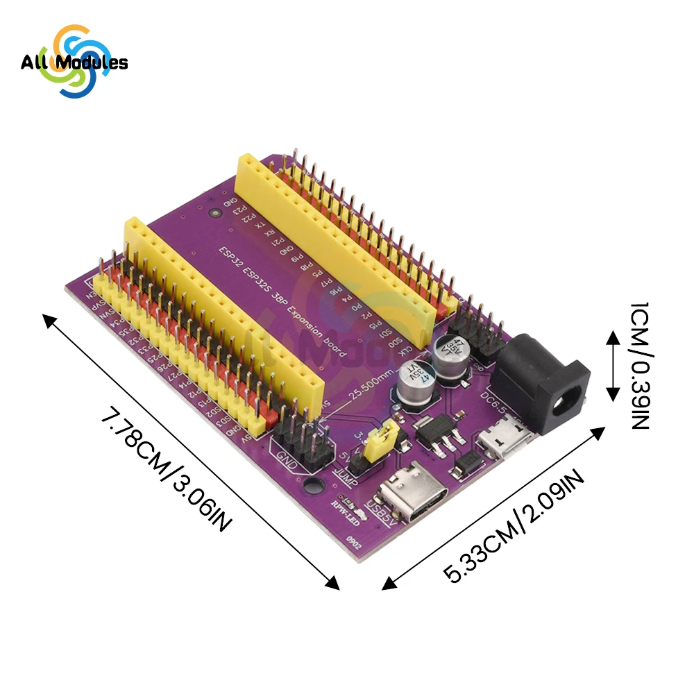 ESP32 Super Breakout Board 38PIN GPIO Expansion Board 3 Types Outputs for ESP32-DevKitC ESP-WROOM-32 Block PCB