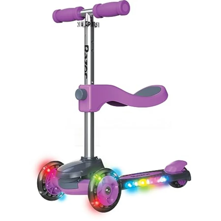 

Rollie DLX 3-Wheel Light-Up Scooter for Younger with Seated and Stand-Up Riding Options Durable Plastic Frame Bright Red Finish