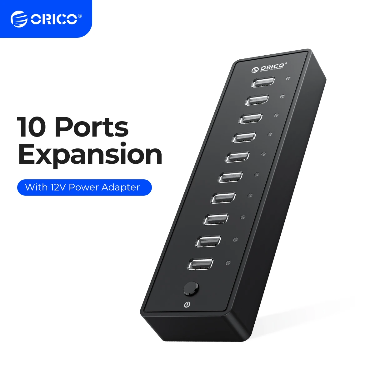 ORICO P10 USB HUB 10 Ports USB 3.02.0 HUB With 12V Power Adapter High Speed USB Splitter For PC Computer Accessories