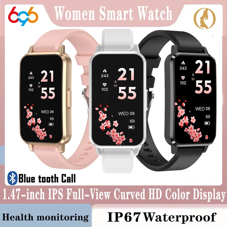 

Lady Curved HD Screen Smart Watch Women Blue Tooth Call Smartwatch Waterproof Message Reminder Sports Modes Sleep Health Monitor